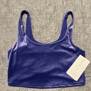 Athleta Velvet Cut Out Crop, Women’s Medium, Purple. NWT